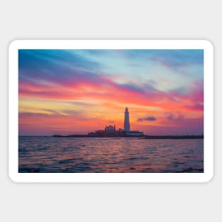 St Marys lighthouse sunrise Sticker